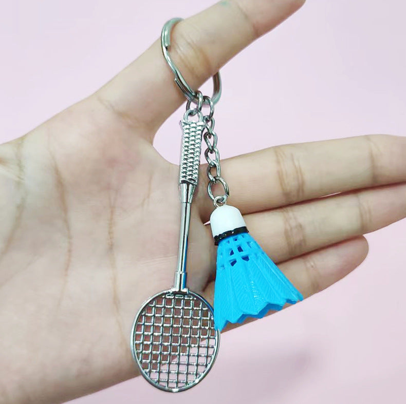 Wholesale Creative Simulation Badminton Metal Racket Keychain